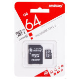 Флешка Micro SD 64Gb Smart Buy c адаптером